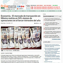 Economa.- El mercado de transaccin en Mxico realiza un 24% menos de operaciones en el tercer trimestre del ao